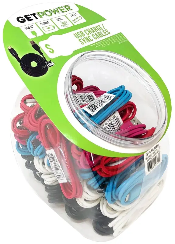 Getpower Braided Usb-A To Usb-C Charging Cable – 3-Foot Tangle-Resistant Sync Cord In Assorted Colors 1