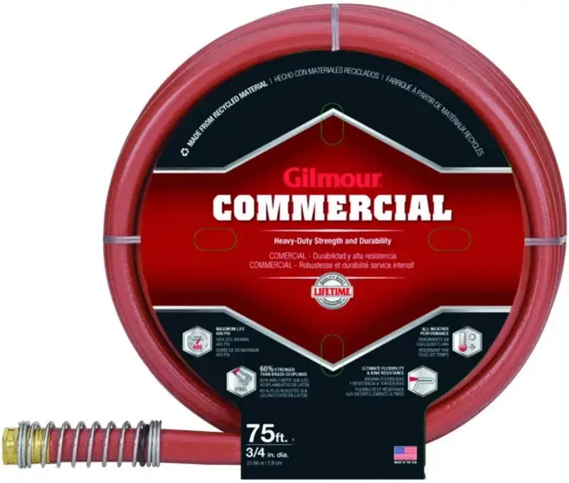 Gilmour 840751 Heavy-Duty Rubber/Vinyl Garden Hose – 75 Ft Length, Red Color 1
