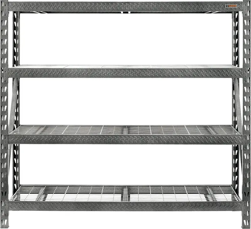 Gladiator Gars774Xeg Heavy-Duty 4-Tier Storage Rack – 77-Inch Wide, 24-Inch Deep, 72-Inch Tall, Hammered Granite Finish 1