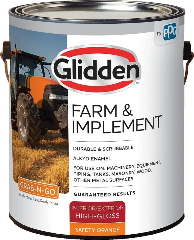 Glidden Exterior High-Gloss Paint – Safety Orange Finish, 1-Gallon Weather-Resistant Coating 1
