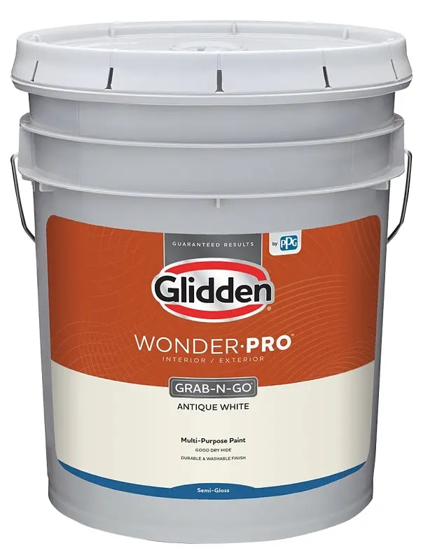 Glidden Wonder-Pro Glwp32Aw/05 Semi-Gloss Interior/Exterior Paint – Antique White, 5-Gallon Pail 1