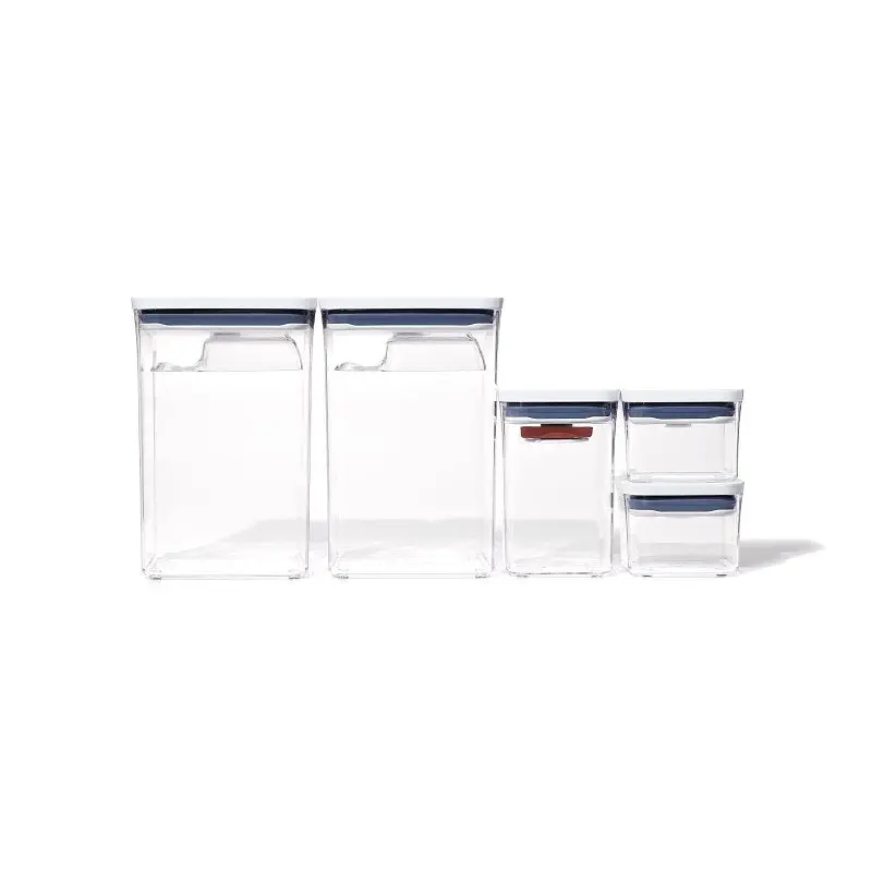 Good Grips Pop Food Storage Container Set – Clear & White Plastic, Stackable Design 1