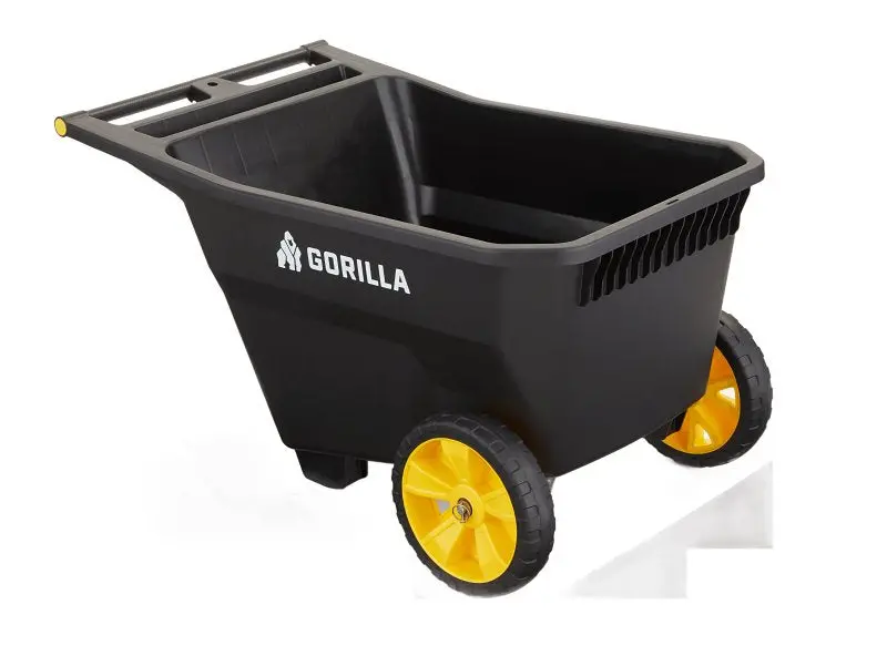 Gorilla Carts Gcy-100-C 10-Cubic-Foot Yard Cart – Poly Deck, Flat-Free Wheels, Push/Pull Handle 1