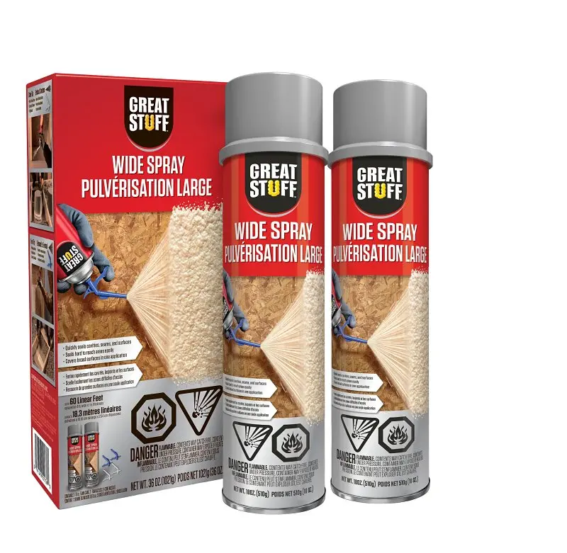 Great Stuff Wide Spray Insulating Foam Sealant – 2-Pack Clear Amber Formula, 18 Oz Cans 1