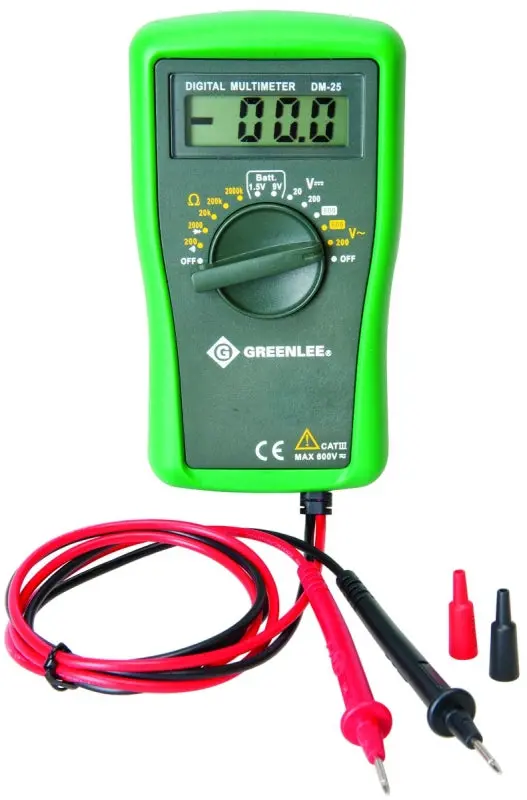 Greenlee Dm-25 Digital Multimeter – Measures Ac/Dc Voltage And Resistance, Compact Handheld Design 1