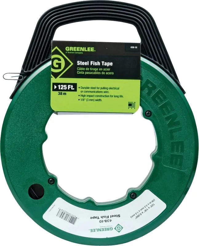 Greenlee Magnumpro Fts438-125Bp Fish Tape – 125-Foot Steel Tape, 1/8" Width, Heavy-Duty Pulling Tool 1