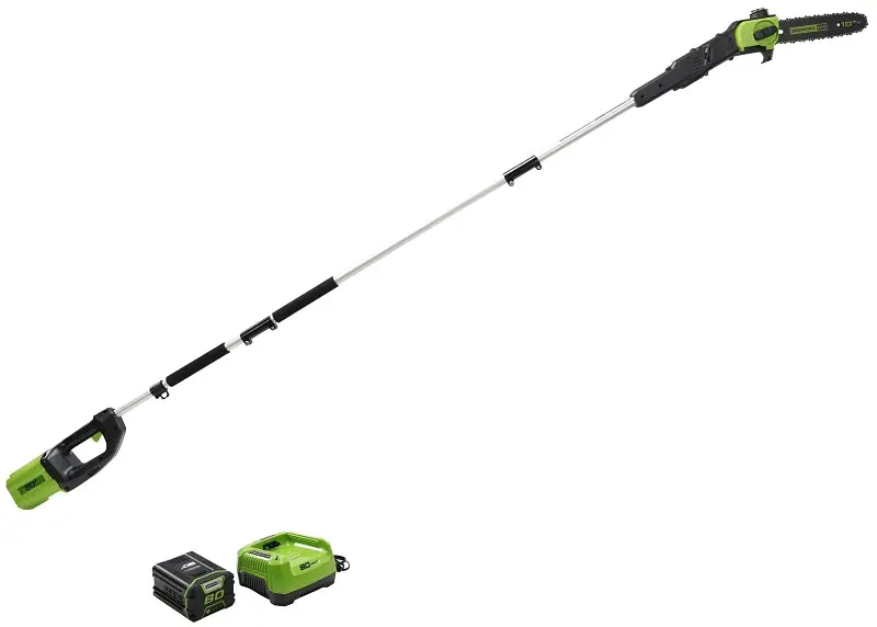Greenworks 1405802 Aluminum Pole Saw – Lightweight Telescoping Design For Elevated Branch Trimming 1
