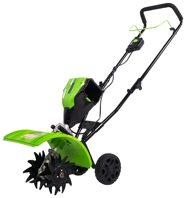 Greenworks 2800302 Brushless Cordless Cultivator – 80V, 2Ah Battery Included, 10-Inch Tilling Width 1