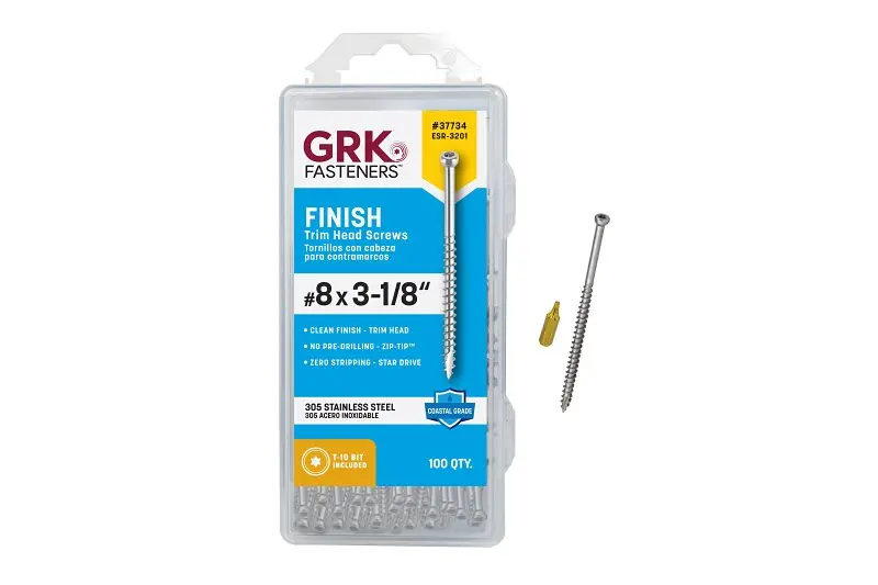Grk Fasteners 37734 Stainless Steel Trim Head Screws – 3-1/8" Length, Pack Of 100 1