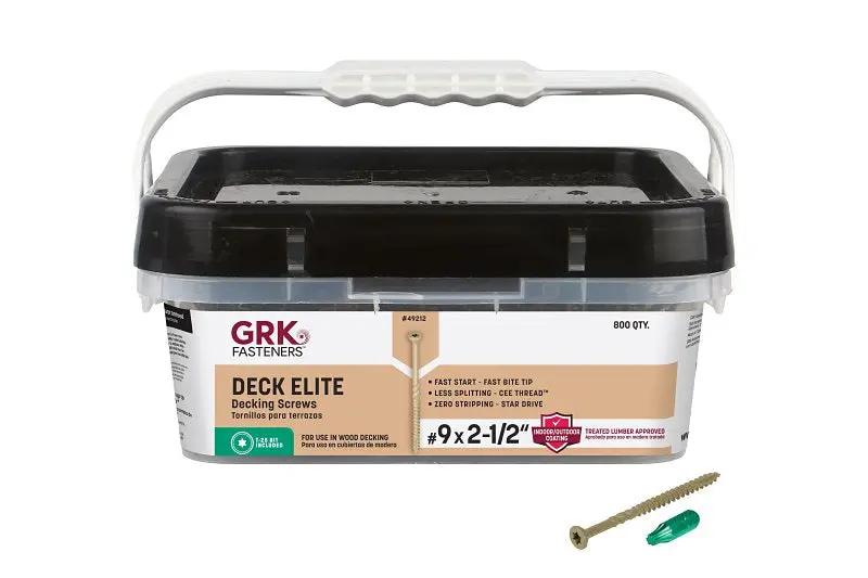 Grk Fasteners #9 X 2-1/2" Coarse Thread Deck Screw – Star Drive, Bugle Head, 1100-Pack 1