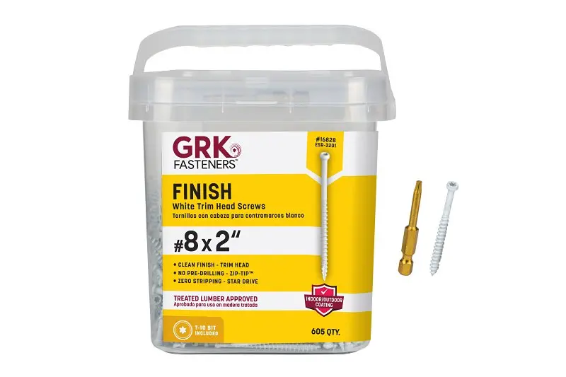 Grk Fin/Trim Star-Drive Screws – #8 X 2", Steel, Trim Head, 605-Piece Bulk Pail 1