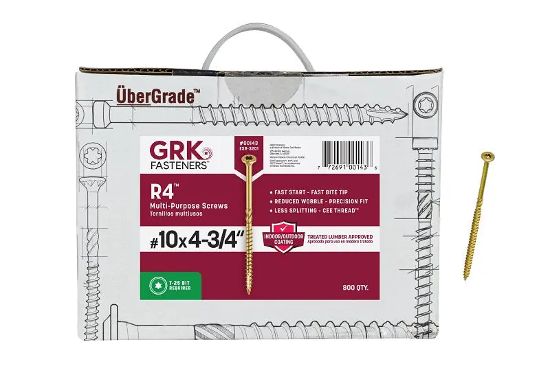 Grk R4 #10 X 4-3/4" Framing & Decking Screw – Round Head, Star Drive, Structural Steel 1