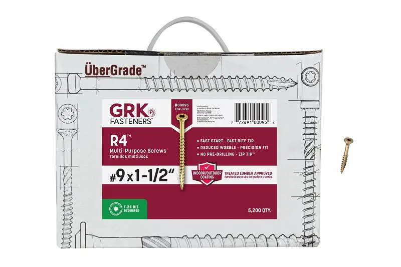 Grk R4 Star-Drive Framing Screw – #9 Thread, 1.5-Inch Length, Steel, 5,200-Piece Bulk Box 1