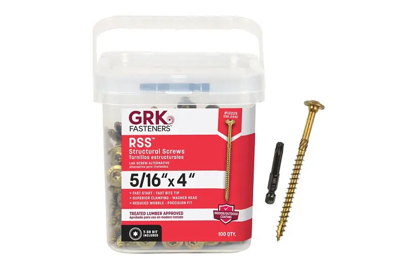 Grk Rss Structural Screw – 5/16" X 4", Star Drive Washer Head, 100-Pack 1