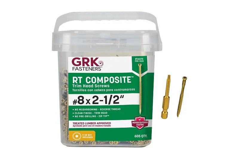 Grk Rt Series #8 Reverse-Thread Trim Screw – 2-1/2 In, Star Drive, Steel, Pack Of 605 1