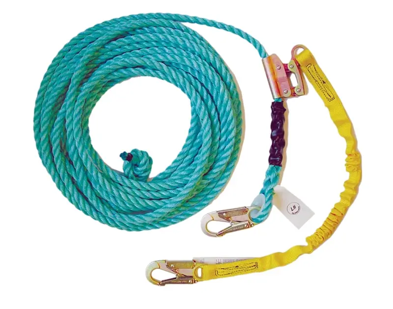 Guardian Fall Protection 01320 Vertical Lifeline System – 50-Foot Length, Dual-Locking Snap Hooks, 130–310-Pound Weight Range 1