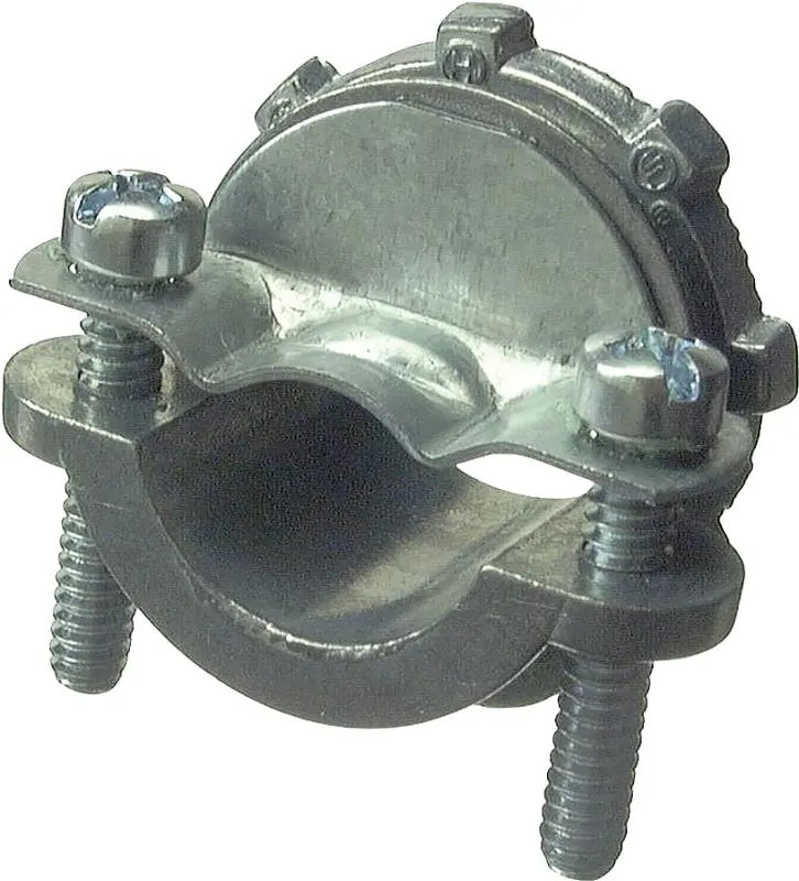 Halex 05103B Zinc-Plated Clamp Connector – 3/8" Size, 1-3/16" Length, Pack Of 100 1