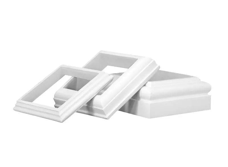 Hb&G Square Fiberglass Column Cap & Base Set – Primed Polyurethane, Ready For Painting 1