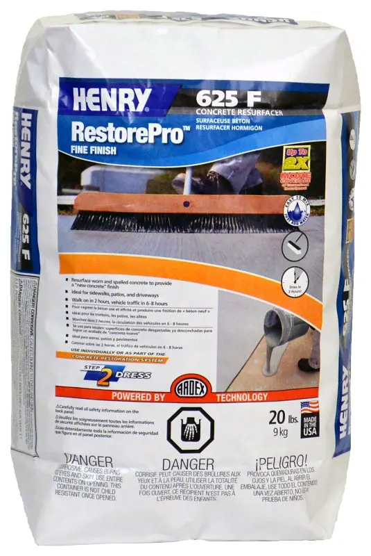 Henry 16363 Gray Resurfacer – 20 Lb Bag, Fast-Drying Concrete Patch Compound 1