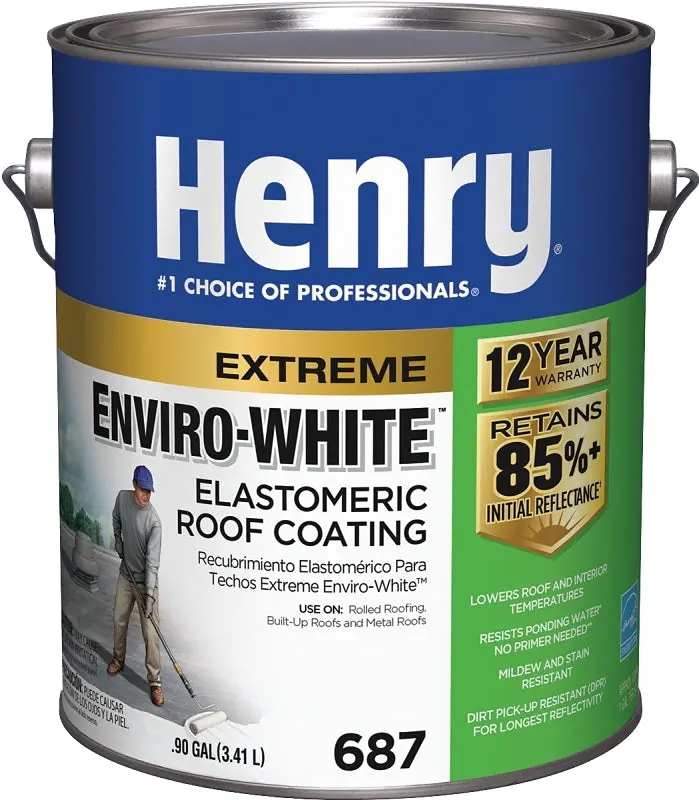 Henry Elastomeric Roof Coating – White Waterproof Sealant, 0.9-Gallon Can, Cream-Tinted 1