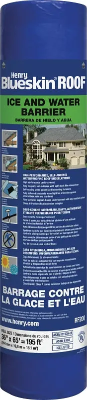 Henry Herf200916 Synthetic Roofing Underlayment – 65-Foot Roll × 3-Foot Width, Uv-Resistant Polyethylene, Blue Color 1