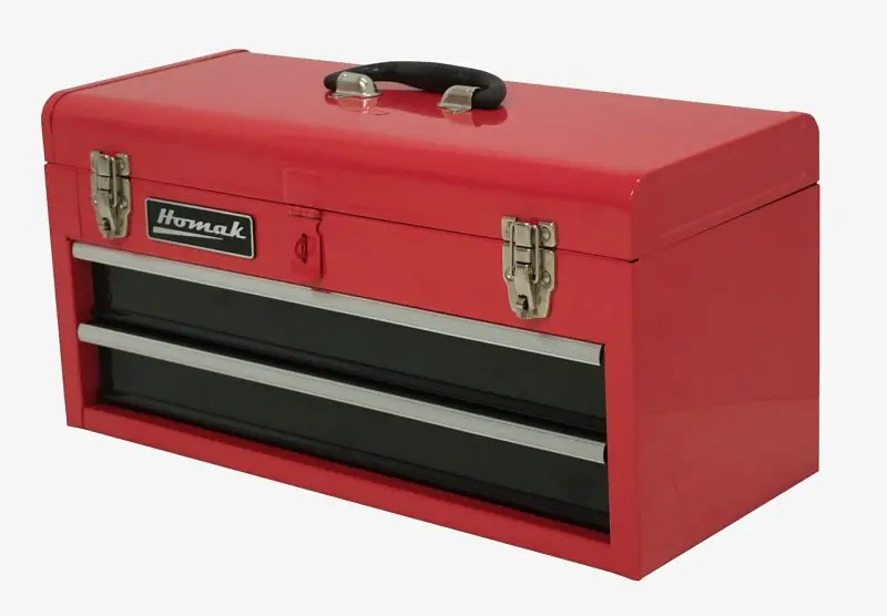Homak Rd01022001 Two-Drawer Steel Tool Box – Red Finish, 1680 Cubic Inches, Compact 8.63" X 20" X 7.88" Design 1