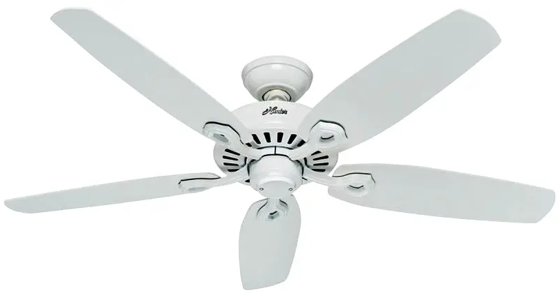 Hunter Builder Elite 53240 Snow White Wood Ceiling Fan – 52-Inch Span, 5-Blade, 3-Speed Control 1