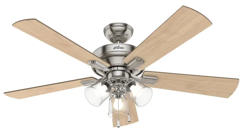 Hunter Crestfield 52" Ceiling Fan – 5-Blade Bleached Gray Pine & Natural Wood Design With Mdf Blades 1