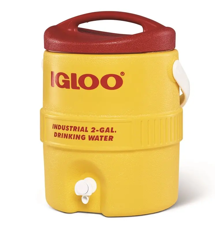 Igloo 400 Series 2-Gallon Water Cooler – Lever-Activated Spigot, Red/Yellow Polyethylene Body 1