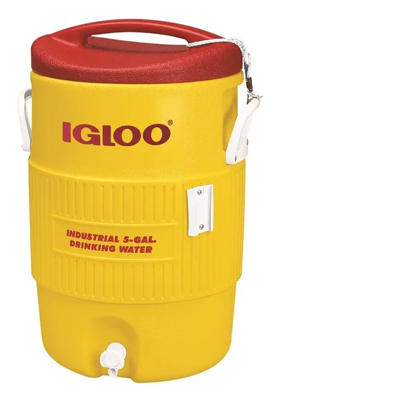 Igloo 400 Series 5-Gallon Water Cooler With Built-In Tap – Red And Yellow Plastic Design 1