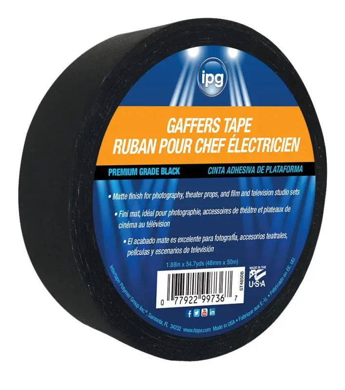 Ipg 5638 Professional Gaffer’S Tape – 1.87-Inch Wide × 60-Yard Roll, Matte Black, High-Tack Adhesion 1