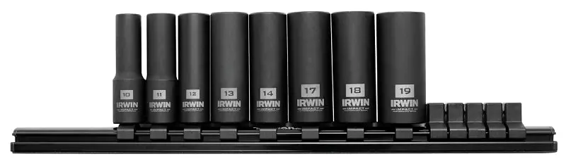Irwin 1882413 3/8-Inch Drive Molybdenum Steel Socket Rail Set With Black Oxide Finish 1
