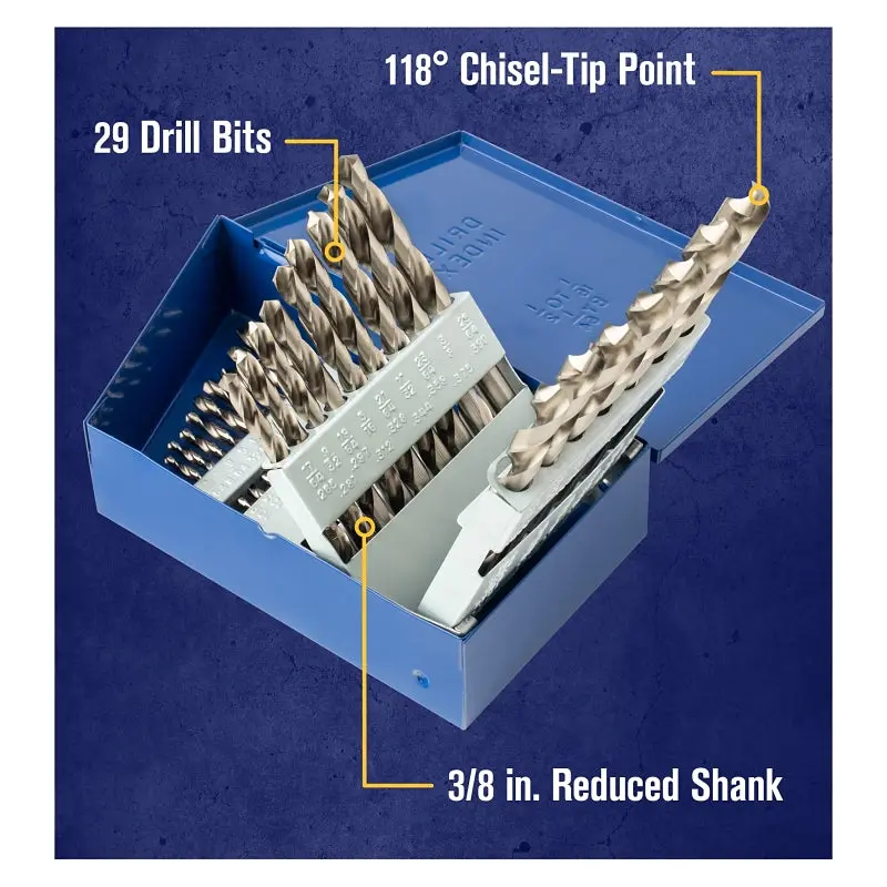 Irwin 29-Piece M2 High-Speed Steel Drill Bit Set – Bright Finish, Standard Sizes 1