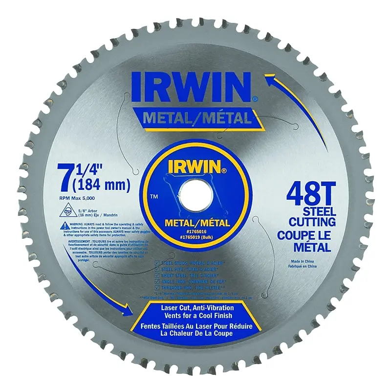 Irwin 4935555 7-1/4-Inch 48-Tooth Carbide-Tipped Circular Saw Blade, 5/8-Inch Arbor 1