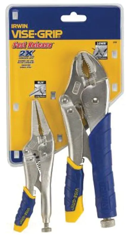Irwin 77T Nickel-Plated Steel Locking Plier Set – Blue/Yellow Handle 1