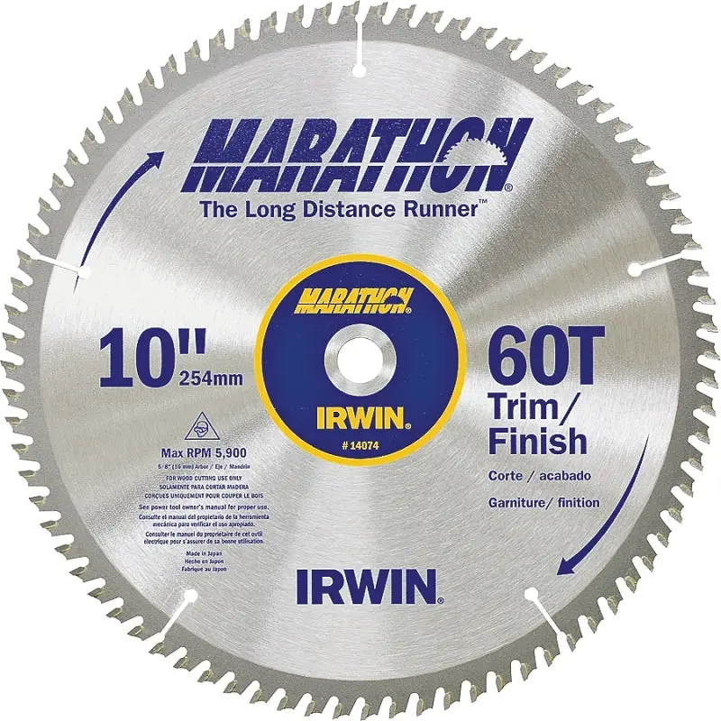 Irwin Marathon 14074 10-Inch 60-Tooth Carbide-Tipped Table Saw Blade, 5/8-Inch Arbor 1