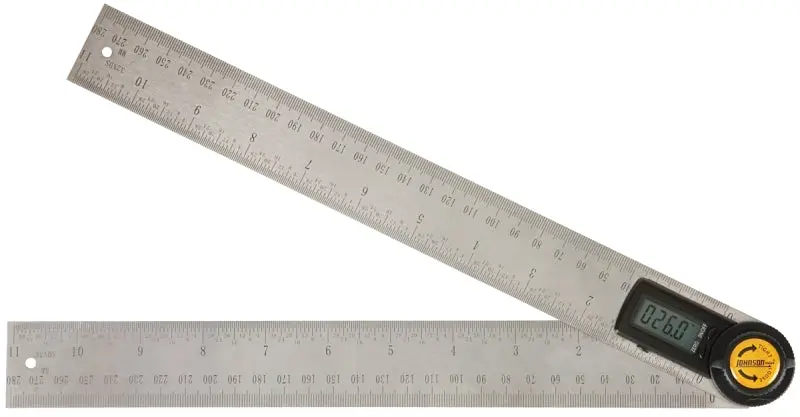 Johnson 1888-1100 Digital Angle Locator & Ruler – Dual Metric/Sae Readout, 0–360° Range, Stainless Steel Body With Lcd Display 1