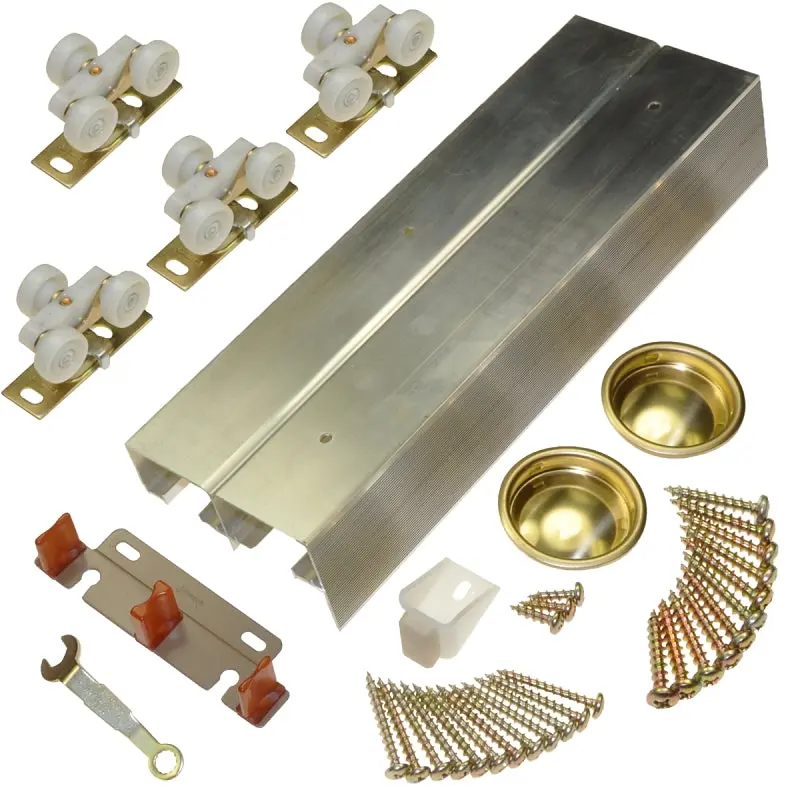 Johnson Hardware 134F722D Top-Mount Bypass Door Track Kit – 72-Inch Aluminum Rail System 1