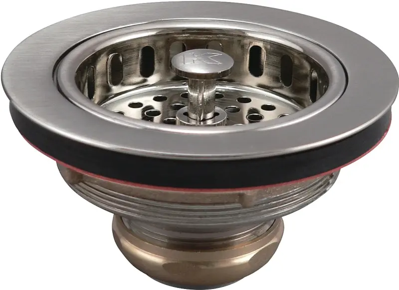 Keeney K5445Dsbn Brushed Nickel Basket Strainer – Ground-Joint Drop Post, 4.5-Inch Diameter, Fine Mesh 1