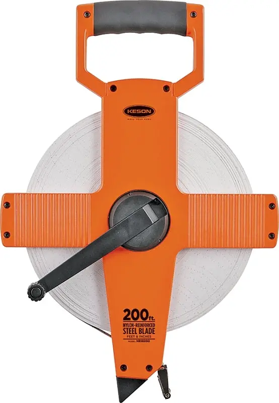 Keson Nr18200 Professional Tape Measure – 200-Foot Steel Blade, 3/8-Inch Width, Durable Abs Gray Case 1
