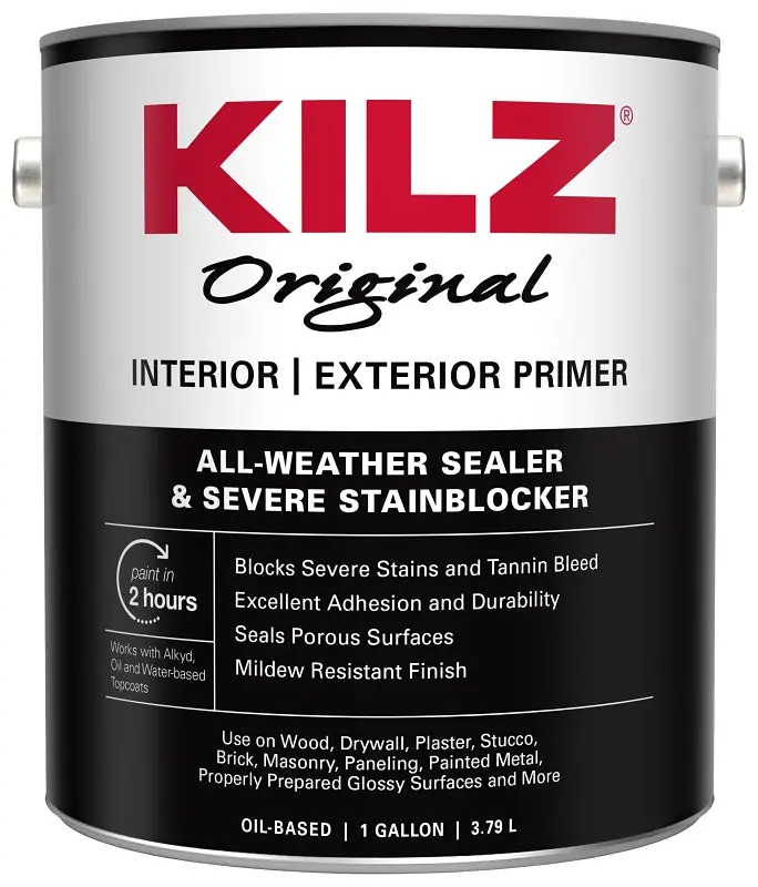 Kilz 10991 High-Hide Interior/Exterior Primer – White, 300–400 Sq Ft/Gal Coverage, Medium Viscosity 1