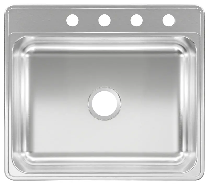 Kindred Csla2522-7-4N Stainless Steel Kitchen Sink – 25" Overall Width, Topmount Single-Bowl Design 1