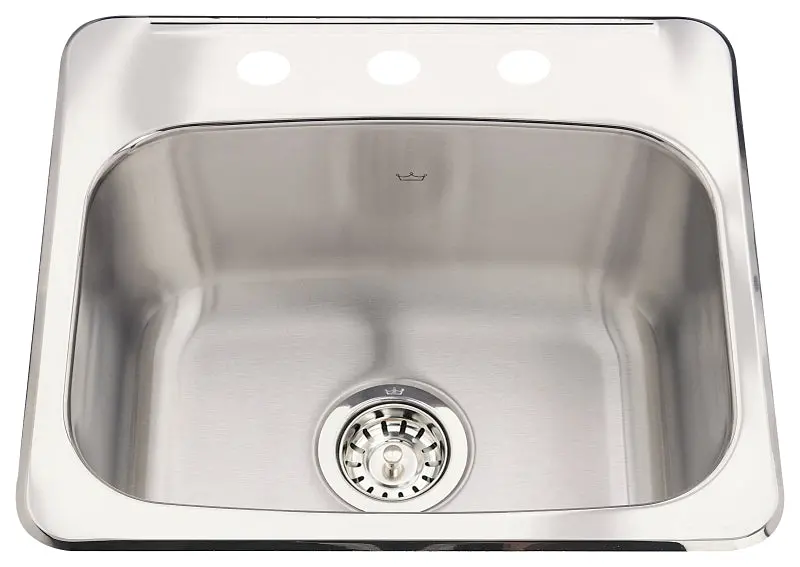 Kindred Steel Queen Series Qsl1719-8-3N Commercial Prep Sink – 19-1/8"×17", 20-Gauge Stainless, Single-Bowl With Triple-Deck Hole Layout 1