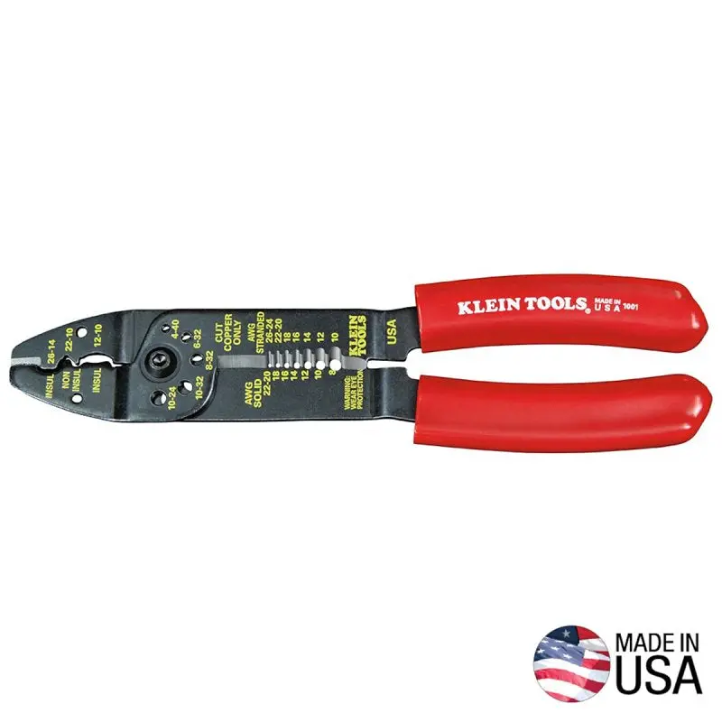 Klein Tools 1001 Wire Stripping Pliers — Handles 10–26 Awg Stranded & 8–22 Awg Solid Wires, Cushion-Grip Design 1