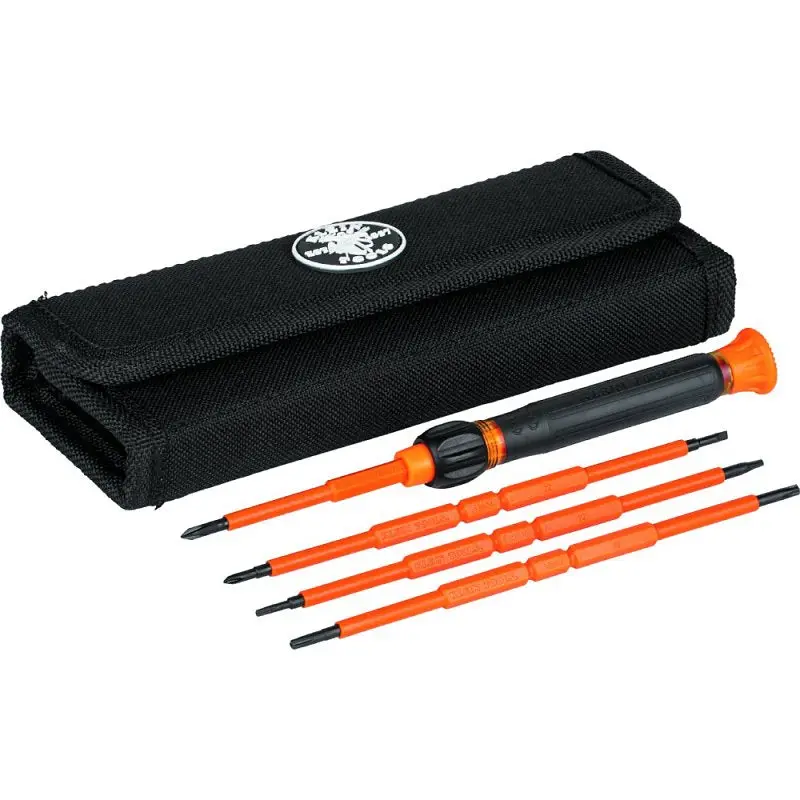 Klein Tools 32584Insr 8-In-1 Precision Screwdriver Set — Includes #00, #0, 1/8", 3/32", T7H–T15H Bits, 6-3/4" Length 1
