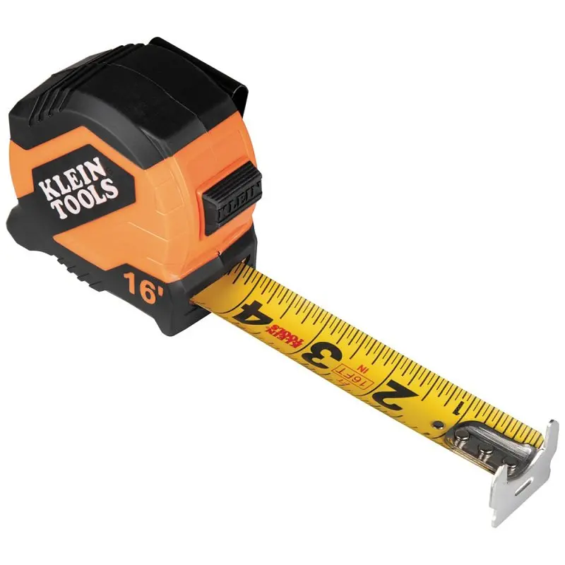 Klein Tools 9516 Retractable Tape Measure – 16-Foot Blade, 1-1/8-Inch Wide Steel Tape, Abs Housing In Black/Orange 1