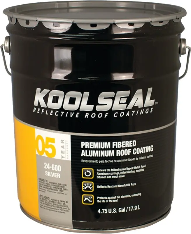 Kool Seal Ks0024600-20 Silver Reflective Roof Coating – 5-Gallon Liquid Pail For Weatherproofing 1