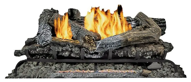 Kozy World 13" X 24" Vent-Free Gas Log Set With Remote Control – Golden Rust Finish 1