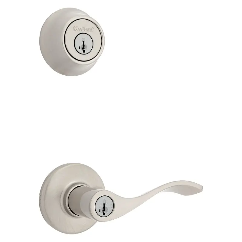 Kwikset 96900-420 Balboa Lever Handle Deadbolt Set – Keyed Entry, Satin Nickel Finish, Smartkey-Compatible 1