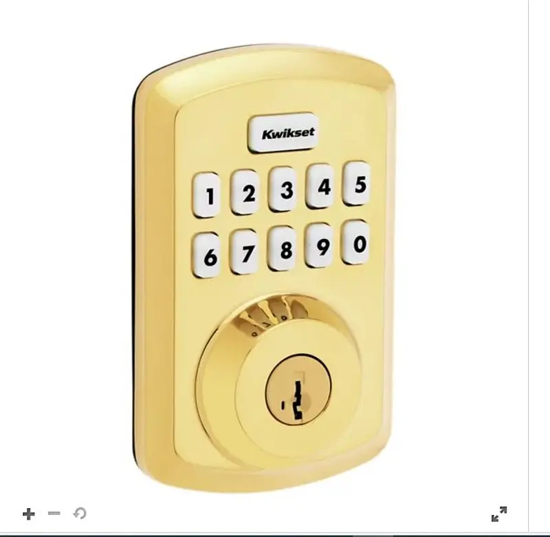 Kwikset Powerbolt 250 Smart Deadbolt – Grade 3 Electronic Keypad Lock With Lifetime Polished Brass Finish & Kw1 Keyway 1